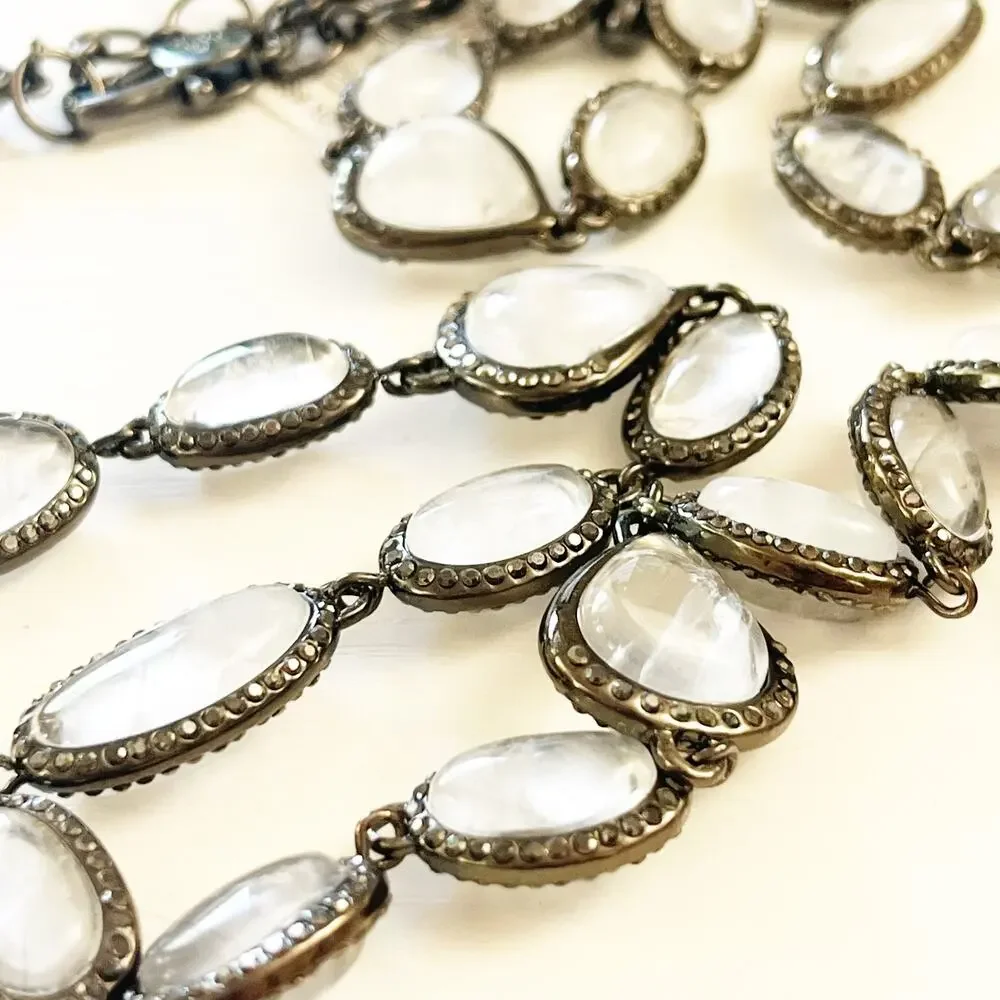 NEW Chico's Hematite & Glass Station Necklace